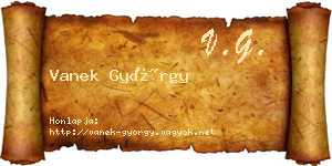 Vanek György névjegykártya